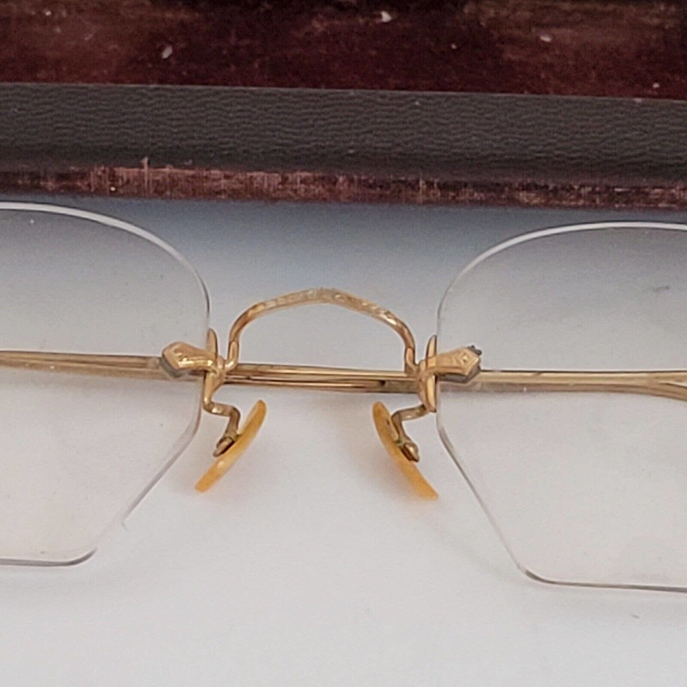 Antique Gold Wired Frames Hex Bottom Glasses Indiana Optical Co View 4